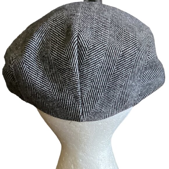 Totes Herringbone Tweed Newsboy/Cabbie/Golf Hat Sz Small Black #153B - Picture 4 of 7